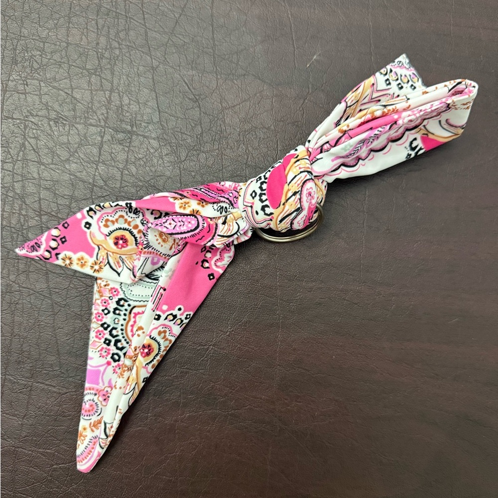 RARE Jude Connally Paisley Pink Hair Scarf Key Ring